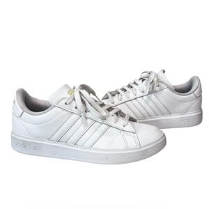 Adidas Kids Grand Court 2.0 White Leather Sneakers Size 6.5